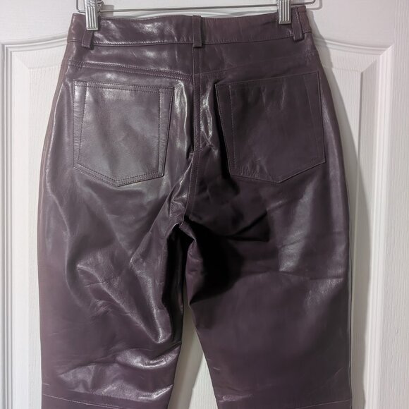 Rudsak | Women’s Bootcut Leather Pants In Eggplant With Faded Finish - Picture 9 of 15